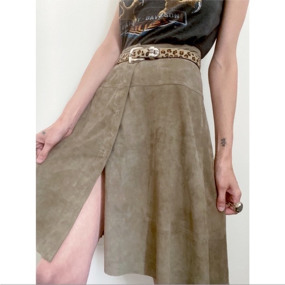Joie Suede Goat Leather Button Front Skirt. Size Large - Picture 1 of 16